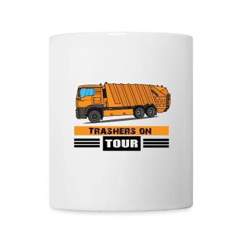 Garbage truck Garbage truck Professions Garbage man Garbage collection - Mug - white - Front