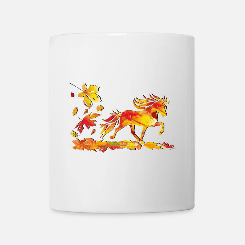 Herbstpferd aus Blattkunst - Tasse - Weiß