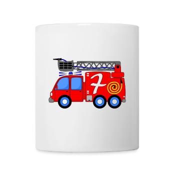 Feuerwehrfahrzeug 7 Geburtstag Kinder - Tasse - Weiß - Vorne