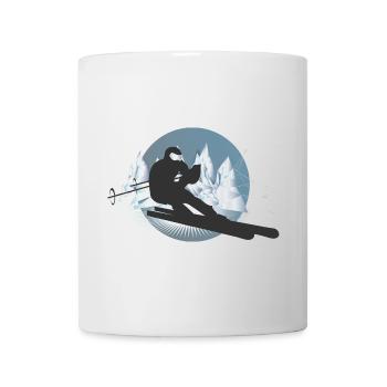Skieurs en montagne en vacances d’hiver ou sportifs - Mug blanc - blanc - Devant