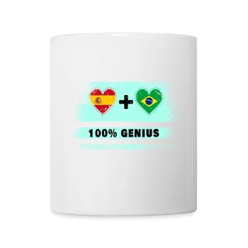 Spain and Brazil flag 100% genius - Mug - white - Front