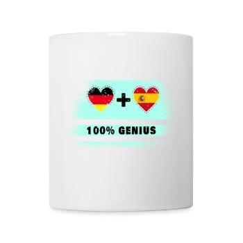 Spanien und Deutschland Flagge 100% genial - Tasse - Weiß - Vorne
