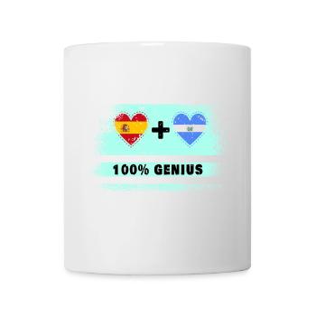 Flagge Spanien und El Salvador 100% genial - Tasse - Weiß - Vorne