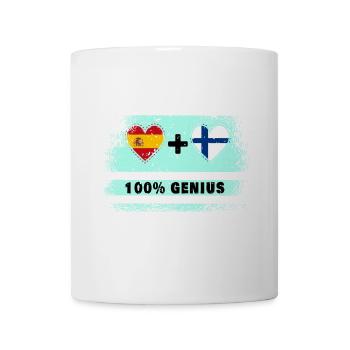 Spanien und Finnland Flagge 100% genial - Tasse - Weiß - Vorne