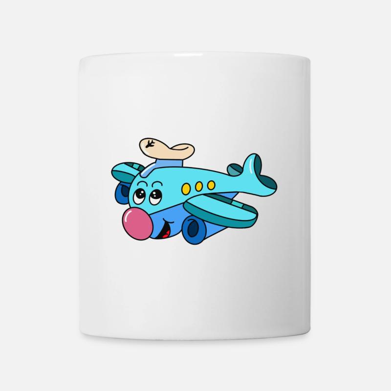 Bruce der Pilot – Cartoon Flugzeug - Tasse - Weiß