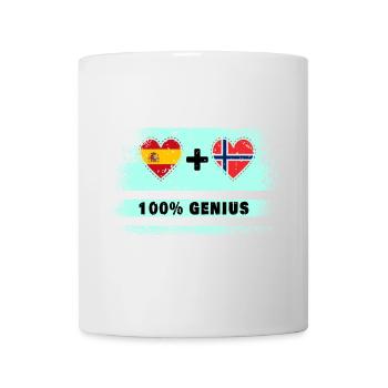 Spanien und Norwegen Flagge 100% genial - Tasse - Weiß - Vorne