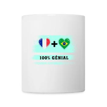 Drapeau France et Brésil 100% génial - Mug blanc - blanc - Devant