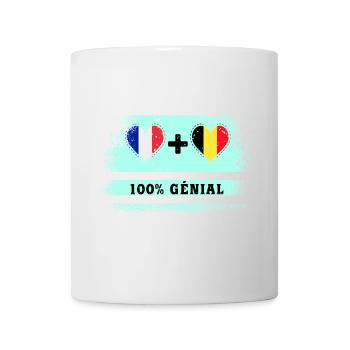 Drapeau France et Belgique 100% génial - Mug blanc - blanc - Devant