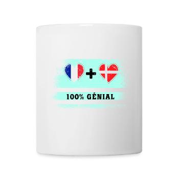 Flag France and Denmark 100% awesome - Mug - white - Front