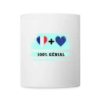Drapeau France et Europe 100% génial - Mug blanc - blanc - Devant