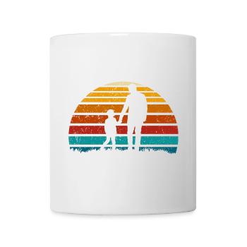 Silhouette Coucher de soleil : Père et enfant - Mug blanc - blanc - Devant