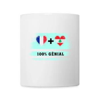 Flag France and Lebanon 100% awesome - Mug - white - Front