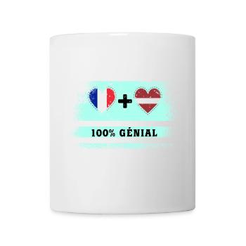 Hinweis Frankreich und Lettland 100% genial - Tasse - Weiß - Vorne