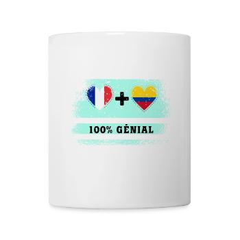 Hinweis Frankreich und Kolumbien 100% genial - Tasse - Weiß - Vorne