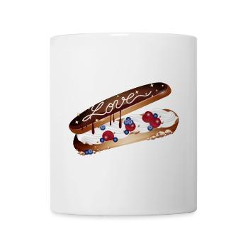 Illustration eines Eclairs mit Sahne und Liebe - Tasse - Weiß - Vorne