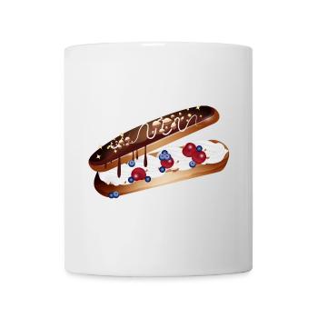 Illustration eines gefüllten Eclairs mit Beeren - Tasse - Weiß - Vorne