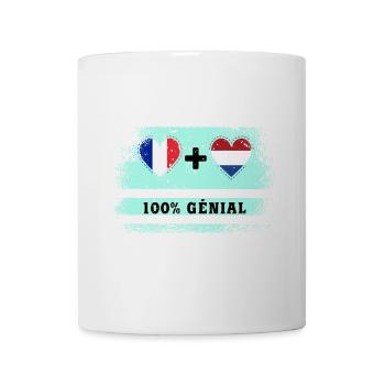 Flag France and Netherlands 100% awesome - Mug - white - Front