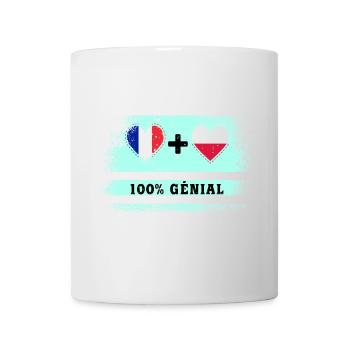 Flag France and Poland 100% awesome - Mug - white - Front