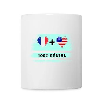 100% tolle Flagge Frankreichs und der USA - Tasse - Weiß - Vorne