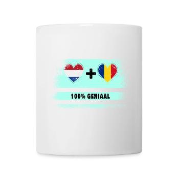 Roumanie et Pays-Bas Drapeau 100% Genius - Mug blanc - blanc - Devant