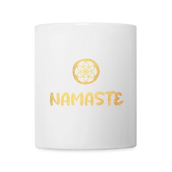 Namaste Flower of Life Gold Yoga Luxus Meditation - Tasse - Weiß - Vorne