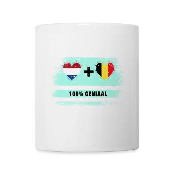 Belgium and the Netherlands 100% Genius flag - Mug - white - Front