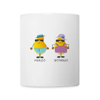 Mango - Womango - lustige Früchte, Wortspiel - Tasse - Weiß - Vorne