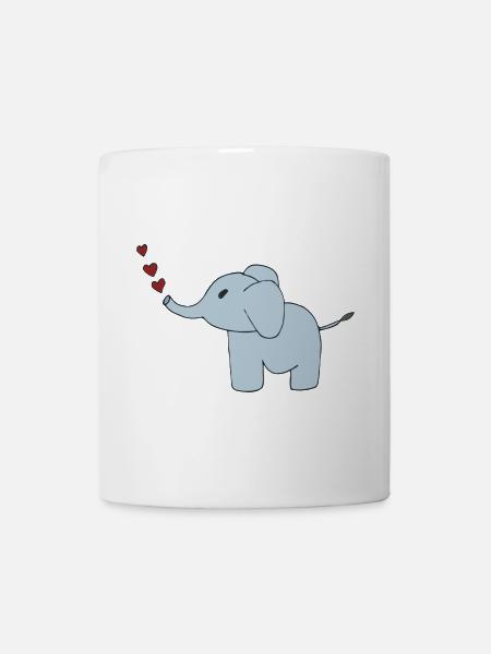 elefant herzen - Tasse - Weiß