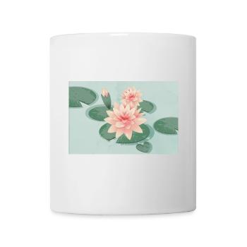 Seerosenblüten mit Knospe im Seerosenteich - Tasse - Weiß - Vorne