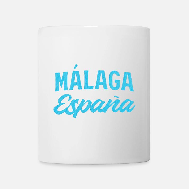 Málaga España Blaues Script-Design - Tasse - Weiß