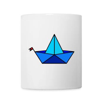 Papier Faltbötchen im Polygon Stil - Tasse - Weiß - Vorne