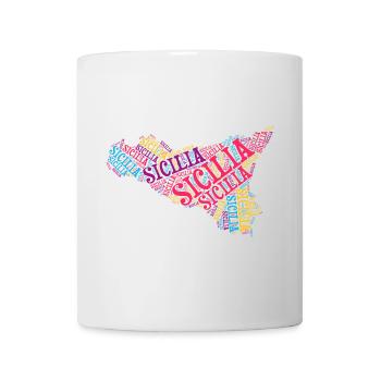 Sicile t-shirt carte nuage de mots trinacria - Mug blanc - blanc - Devant