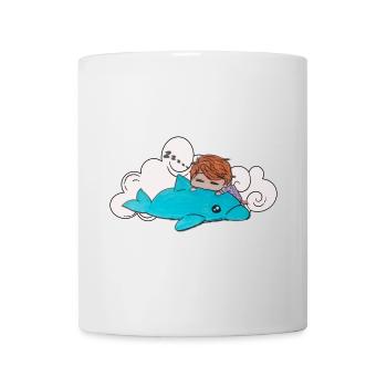 Sleeping child on blue dolphin - Mug - white - Front