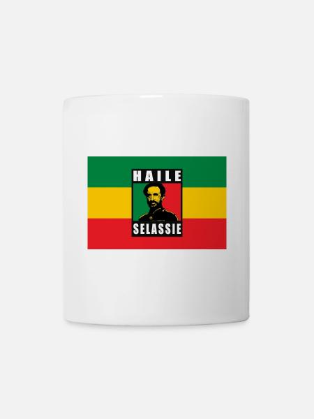 REGGAE RASTA FLAGGE - SELASSIE I - JAH RASTAFARI - Tasse - Weiß