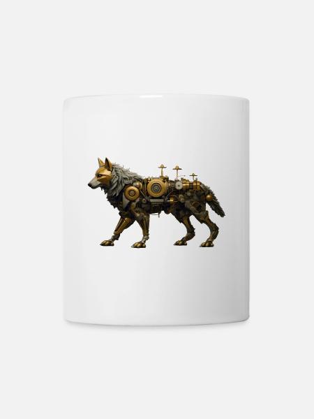 Steampunk Wolf - Tasse - Weiß