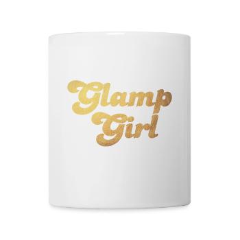 Glamping Camping Gold Girl Woman Holiday Camper Fan - Mug blanc - blanc - Devant