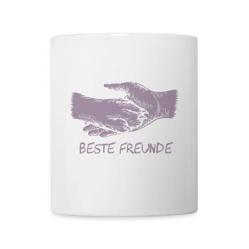 Hund und Herrchen - Hand und Pfote Silhouette - Tasse - Weiß - Vorne
