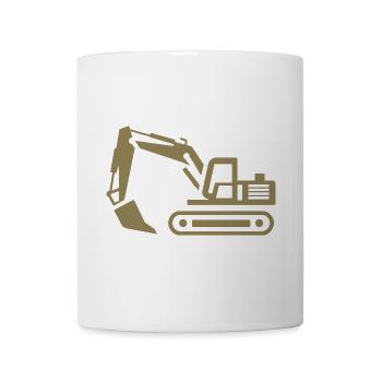 Contours d’une excavatrice : silhouette d’un opérateur d’engin de chantier - Mug blanc - blanc - Devant