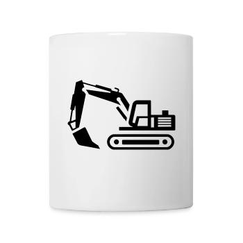 Contours d’une excavatrice : silhouette d’un opérateur d’engin de chantier - Mug blanc - blanc - Devant
