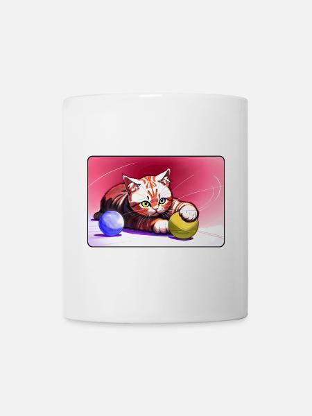 Rotgestreiftes Tigerkätzchen - Tasse - Weiß