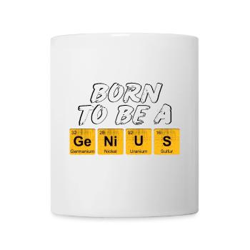 Inscription with the names of the elements "Born To Be A Genius" - Mug - white - Front