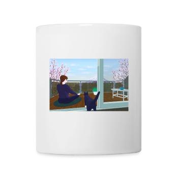 Balcony Zen with Cat - Mug - white - Front