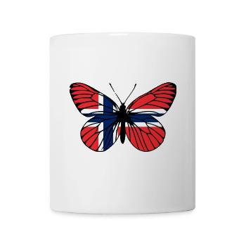 Norwegen Flaggen Schmetterling - Tasse - Weiß - Vorne