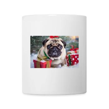 Cute Christmas Pug with Gifts - Mug - white - Front