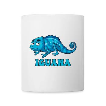 Blue Iguana Cartoon with IGUANA Text - Mug - white - Front