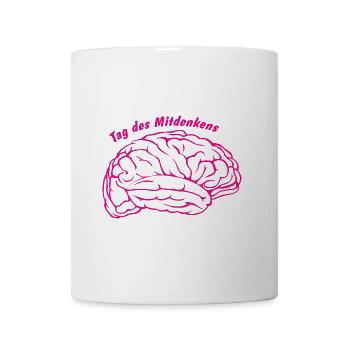 Gedankenblase mit Hirnzeichnung Lehrer Shirt lusti - Tasse - Weiß - Vorne