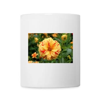 Dahlia, Fleur, Fleur, Jaune, Rouge - Mug blanc - blanc - Devant
