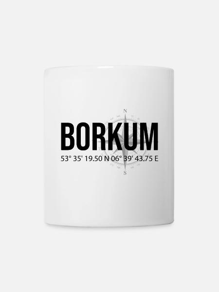 Koordinaten Borkum - Tasse - Weiß