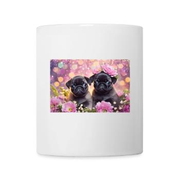 Kleine Hunde mit Blumenkrone - Tasse - Weiß - Vorne