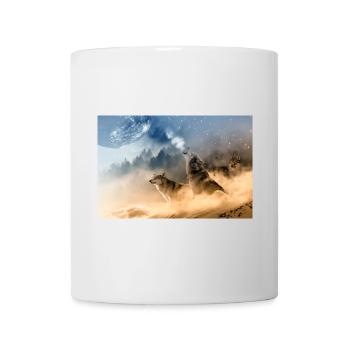 Wölfe heulen den Mond an / Schöne Wölfe - Tasse - Weiß - Vorne